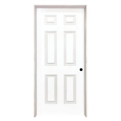 Steves u0026 Sons 28 in. x 80 in. 6-Panel Textured Hollow Core White Primed Composite Single Prehung Interior Door