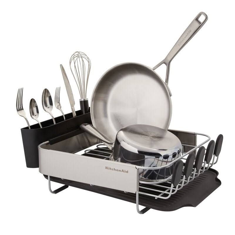 KitchenAid Compact Stainless Steel Dish Rack, 16.06-Inch, Black - Image 2