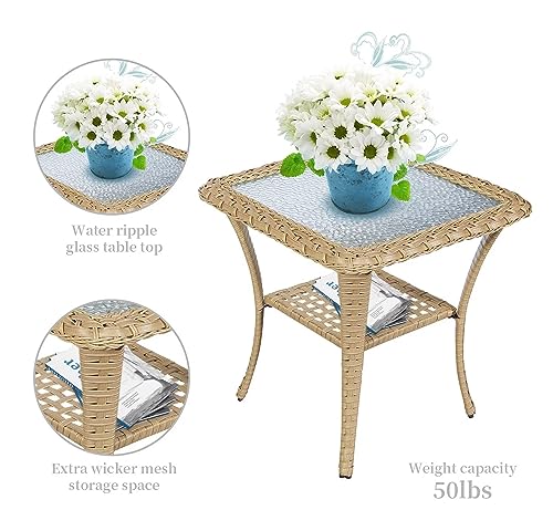 Patio Wicker Chairs Swivel Rocker – Outdoor Swivel Rocking Chairs Set of 2 with Rattan Side Table, Patio Swivel Glider Chair 3 Piece Patio Furniture Sets for Deck Porch Pool Brown/Blue - Image 225