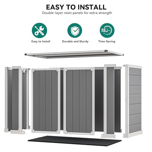DWVO 5x3ft Resin Outdoor Storage Shed with Floor, Waterproof Lockable Storage Shed with Window, Plastic Outside Tool Storage for Garden, Backyard, Patio, Lawn, Gray - Image 25