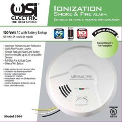 Alternative view of USI – (6 Pack) 5304 Hardwired Ionization Smoke and Fire Alarm with Battery Backup 5304-6PK