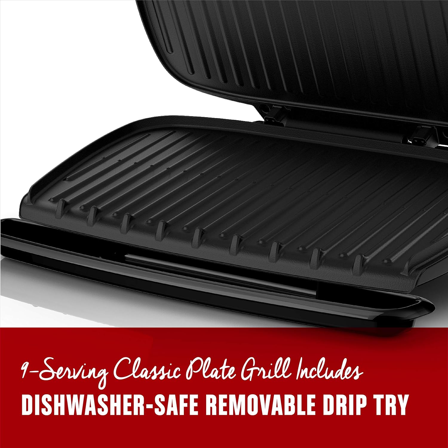 George Foreman 9-Serving Basic Plate Electric Grill and Panini Press, 144-Square-Inch, Platinum, GR2144P - Image 2