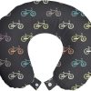 Ambesonne Bicycle Travel Pillow Neck Rest, Biking Theme Cycling Outdoors Travelling Colorful and Retro on a Dark Background, Memory Foam Traveling Accessory for Airplane and Car, 12, Multicolor