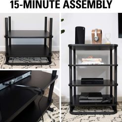 Alternative view of Sanus AV Media Stand with Built-in Cable Mangement & Adjustable Feet – Heavy Duty Design Holds 400lbs of Audio/Video Components – Features Simple 15-Minute Install & Includes All Hardware