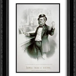 Currier and Ives 2x Matted 20×24 Black Ornate Framed Art Print ‘Come! Take a drink ‘