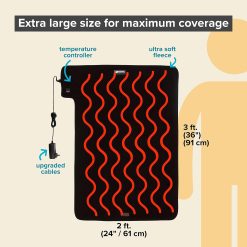 Alternative view of 36 x 24 Venture Heat Far Infrared Deep Heating Pad for Injury Recovery and Pain Relief, 10 Hour Shutoff Ultra-Soft Deep Tissue Electric Therapeutic Device (Half Length)