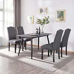 Alternative view of Yaheetech Upholstered Parsons Dining Chairs Set of 6, Fabric Dining Room Chairs Side Chair with Nailhead Trim and Wood Legs for Living Room, Padded Chairs, Khaki(3 Package)