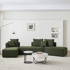 Convertible Sectional Sofa Couch for Living Room, Oversized L Shaped Couch with Chaise Lounge Sofa Set, Comfy Upholstered Sofa with 3 Back Pillows & 2 Throw Pillow, for Home Office (Orange)
