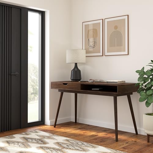 Bush Furniture Nora 54W Writing Desk in Dark Walnut | Computer Table for Home Office Workspace or Entryway - Image 4