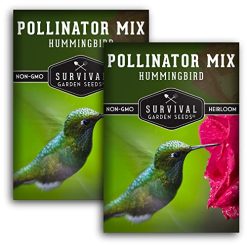 Survival Garden Seeds – Hummingbird Pollinator Mix Wildflower Seed for Planting – Packet with Instructions to Plant and Grow Flowering Plants in Your Home Vegetable Garden – Non-GMO Heirloom Varieties
