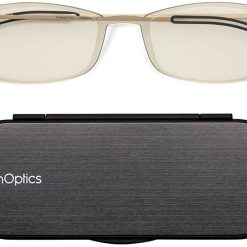 ThinOptics Front Page Blue Light Blocking Computer Glasses + Milano Black Case [Clear +2.00]