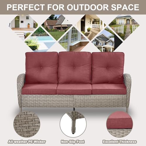 Patio Wicker Chairs Swivel Rocker – Outdoor Swivel Rocking Chairs Set of 2 with Rattan Side Table, Patio Swivel Glider Chair 3 Piece Patio Furniture Sets for Deck Porch Pool Brown/Blue - Image 54