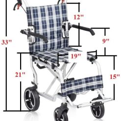 Wheelchair Transport Chair 19 Ultralight Aluminum, Medical Ultralight Transport Wheelchair Lightweight Folding Transport Chairs for Seniors,for Travel, (only 18 lbs)