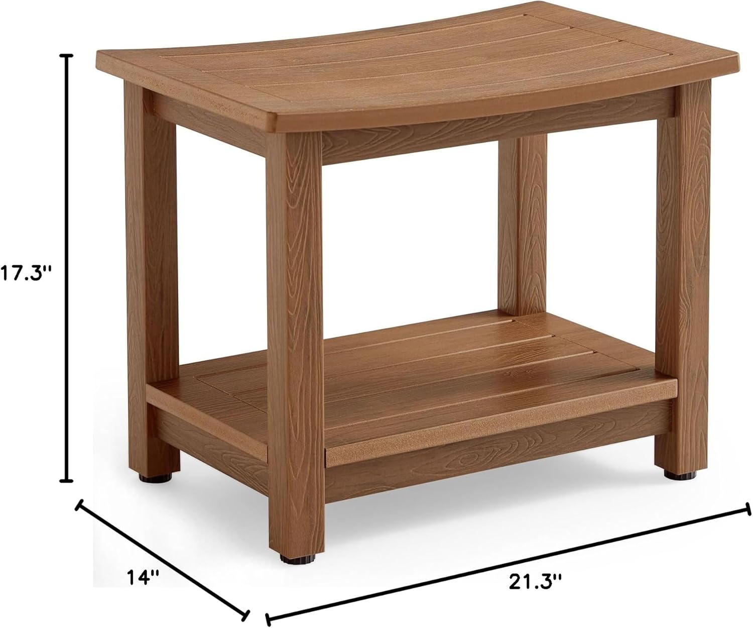 HDPS Shower Bench Seat, Poly Lumber Bathroom Stool for Inside Shower Waterproof, Foot Rest Stool for Shaving Legs with Adjustable Feet, Plastic Spa Bath Chair Seat for Bathroom, Non-Slip, Brown - Image 12
