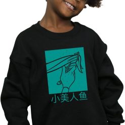 Disney Princess Girls Ariel The Little Mermaid Hair Stroke Sweatshirt Black 9-11 Years