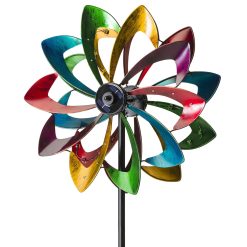 Solar LED Flower Garden Wind Spinner, in Antique