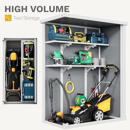 DWVO 5x3ft Resin Outdoor Storage Shed with Floor, Waterproof Lockable Storage Shed with Window, Plastic Outside Tool Storage for Garden, Backyard, Patio, Lawn, Gray - Image 54