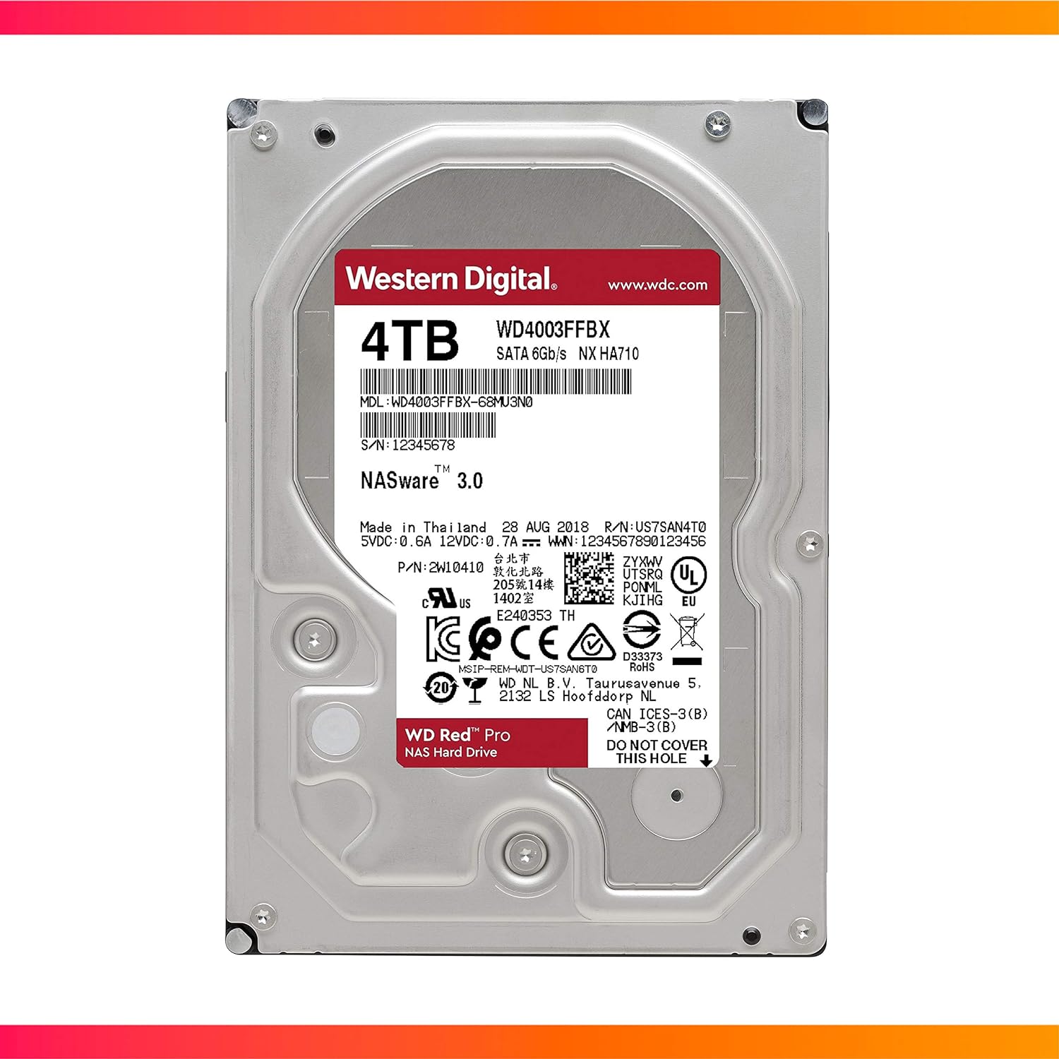 Western Digital 4TB WD Red Pro NAS Internal Hard Drive HDD – 7200 RPM, SATA 6 Gb/s, CMR, 256 MB Cache, 3.5 – WD4003FFBX - Image 2