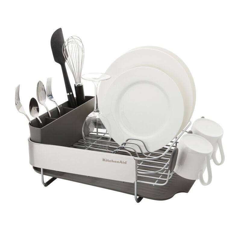 KitchenAid Compact Stainless Steel Dish Rack, 16.06-Inch, Black - Image 3