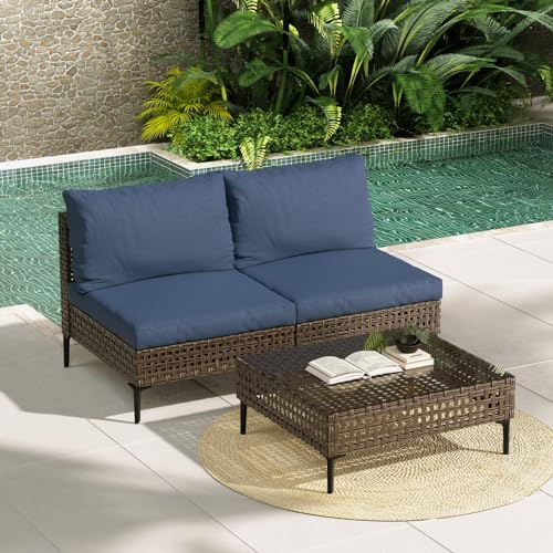 Grand patio 7-Piece Wicker Patio Furniture Set, Boho Outdoor Conversation Set Sectional Sofa with Water Resistant Thick Cushions and Coffee Table, Cream - Image 58