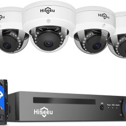 Hiseeu 5MP PoE Security Camera System with 3TB Hard Drive,8 Channel 5MP NVR Security System with 4pcs Dome PoE IP Camera for Home Security,Night Vision,IP66 Waterproof,1-Way Audio