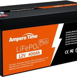 Ampere Time 12V 400Ah Deep Cycle LiFePO4 Battery Pack, with Built-in 250A BMS, Longer Runtime with 5.12kWh, 4000+ Cycle, Perfect for Solar System, RV, Backup Power, Off-Grid and Marine Applications. Pack of 2
