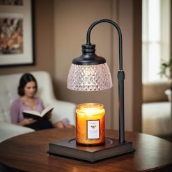 Alternative view of Candle Warmer Lamp, Auto Shut Off with Timer Control, Brightness Heat Level Control with Dimmable Switch, Height Adjustable Top-Down Candle Melting with 2 Bulbs(Black)