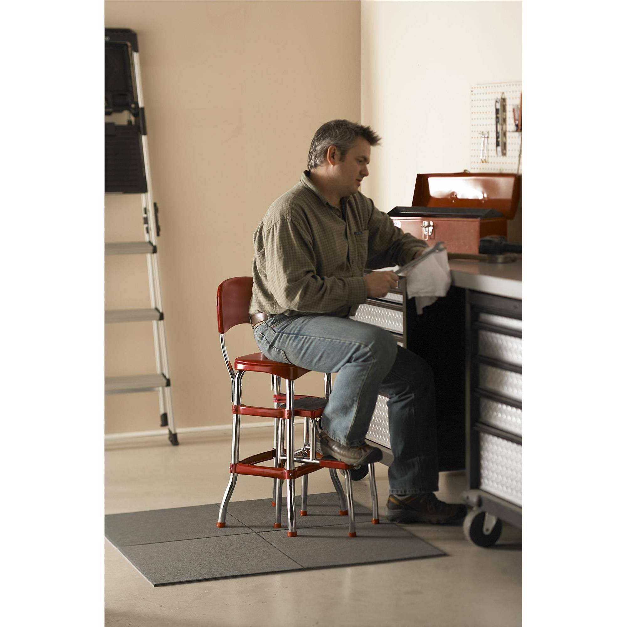 Cosco Red Retro Counter Chair / Step Stool - Image 5