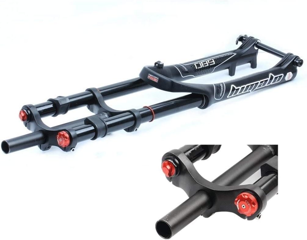 ZHUOYA Bicycle Suspension Fork 26/27.5/29 Hydraulic Double Shoulder Disc Brake Magnesium Alloy Rappelling Damping/AM/FR Travel 130mm (A Black) - Image 3