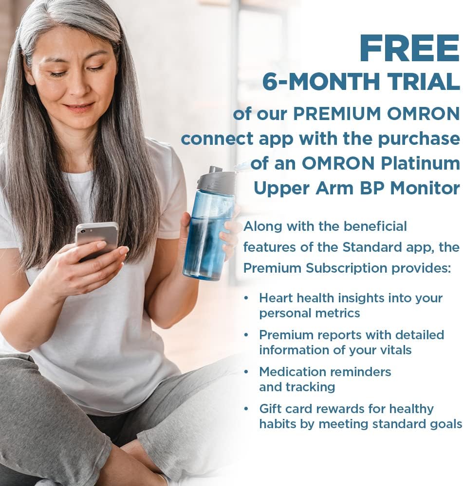 OMRON Platinum Blood Pressure Monitor with Free 6-month Premium Mobile App Trial, Upper Arm Cuff, Digital Bluetooth Blood Pressure Machine, Stores Up To 200 Readings for Two Users (100 readings each) - Image 4