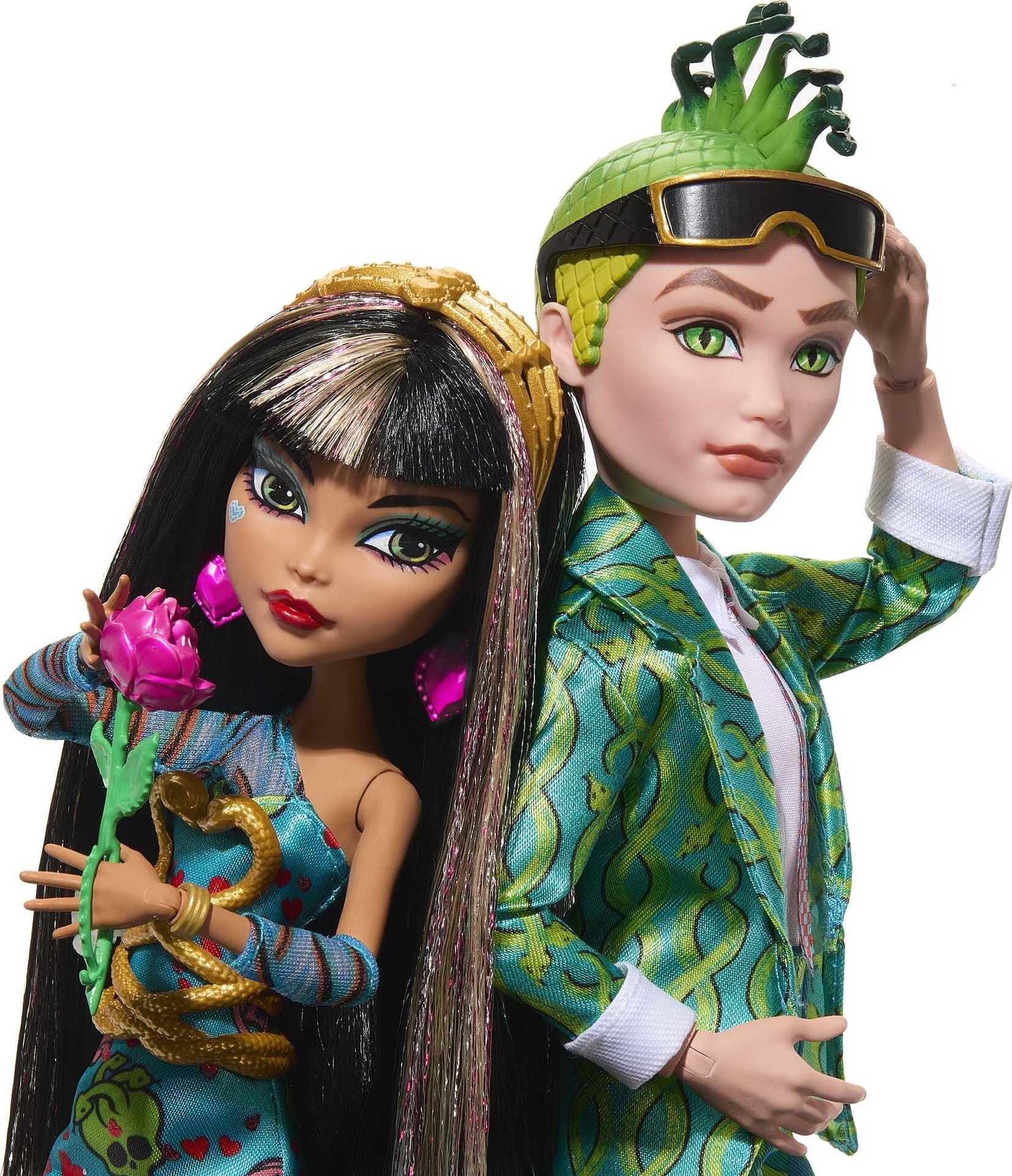 Monster High Cleo De Nile and Deuce Gorgon Collectible Dolls, Howliday Love Edition 2-Pack - Image 3