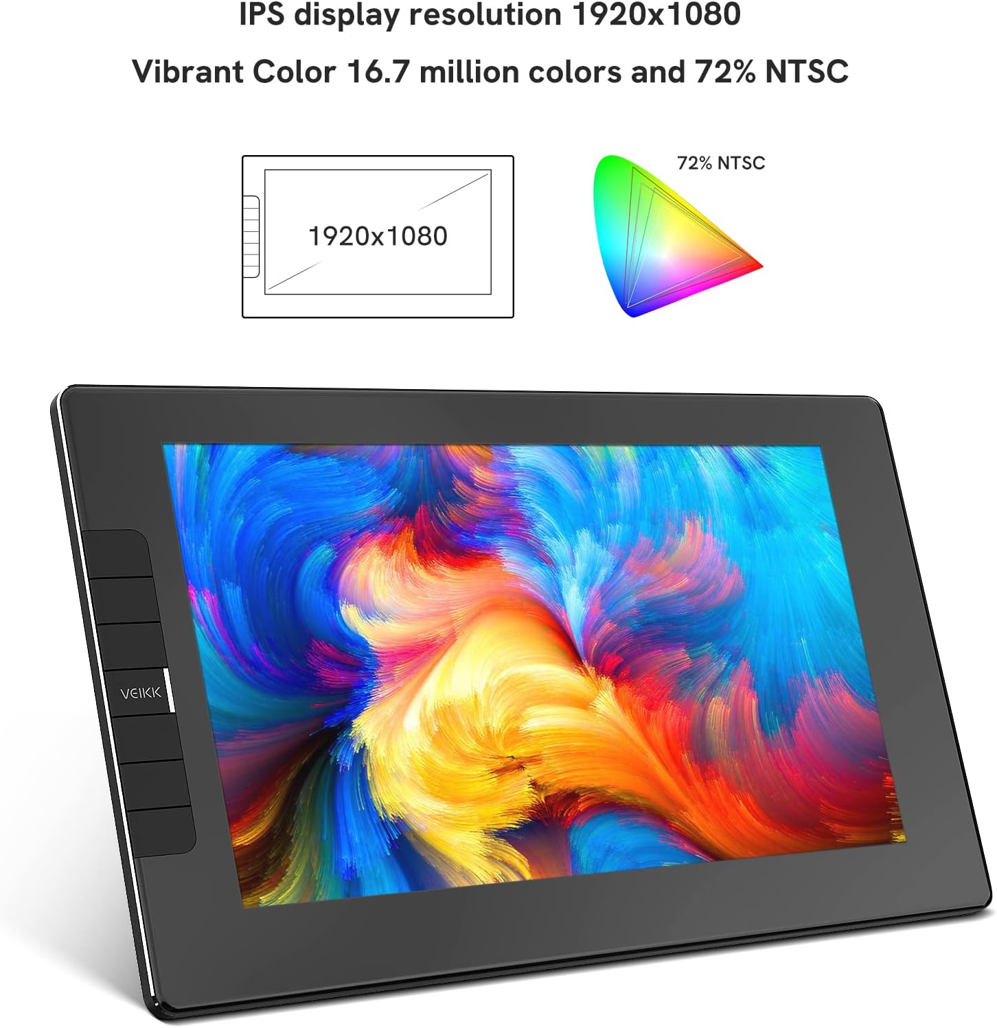 VEIKK VK1200 Drawing Tablet with Screen 11.6 inch Full-Laminated Art Tablet Graphic Tablet with Screen with Tilt Function Battery Free Stylus and 6 Shortcut Keys(8192 Levels Pen Pressure) - Image 5
