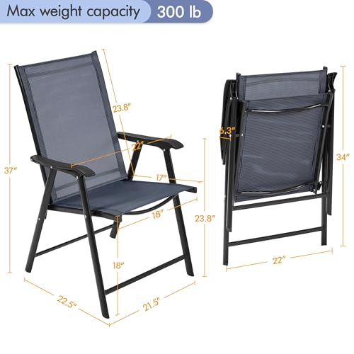 Yaheetech Patio Dining Chairs Set of 4 with Armrests, Outdoor Folding Chairs with Metal Frame and Backrest for Lawn, Garden, Yard and Poolside, Black - Image 13
