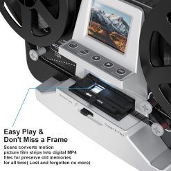 Alternative view of 8mm  Super 8 Reels to Digital MovieMaker Film Scanner Converter, Pro Film Digitizer Machine with 2.4 LCD, Silver (Convert 3 inch and 5 inch Film reels into Digital) with 32 GB SD Card
